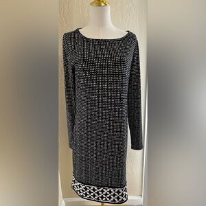 MICHAEL Michael Kors Black and White Sheath Dress Long Sleeve
